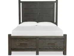 Mor Furniture Aspen Valley Panel Bed W/ Storage In Sierra Brown, Queen