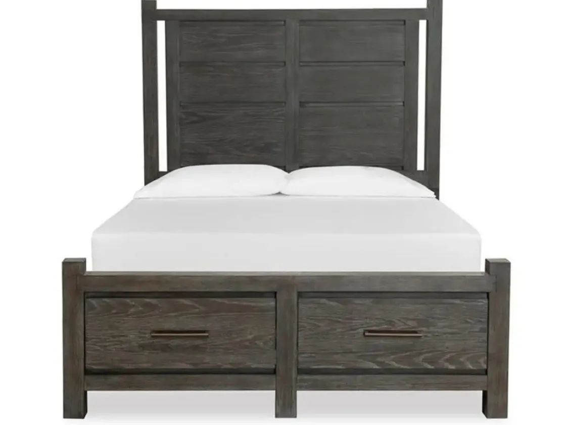 Mor Furniture Aspen Valley Panel Bed W/ Storage In Sierra Brown, Queen
