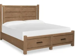 Mor Furniture Aspen Valley Panel Bed W/ Storage In Sierra Brown, Queen