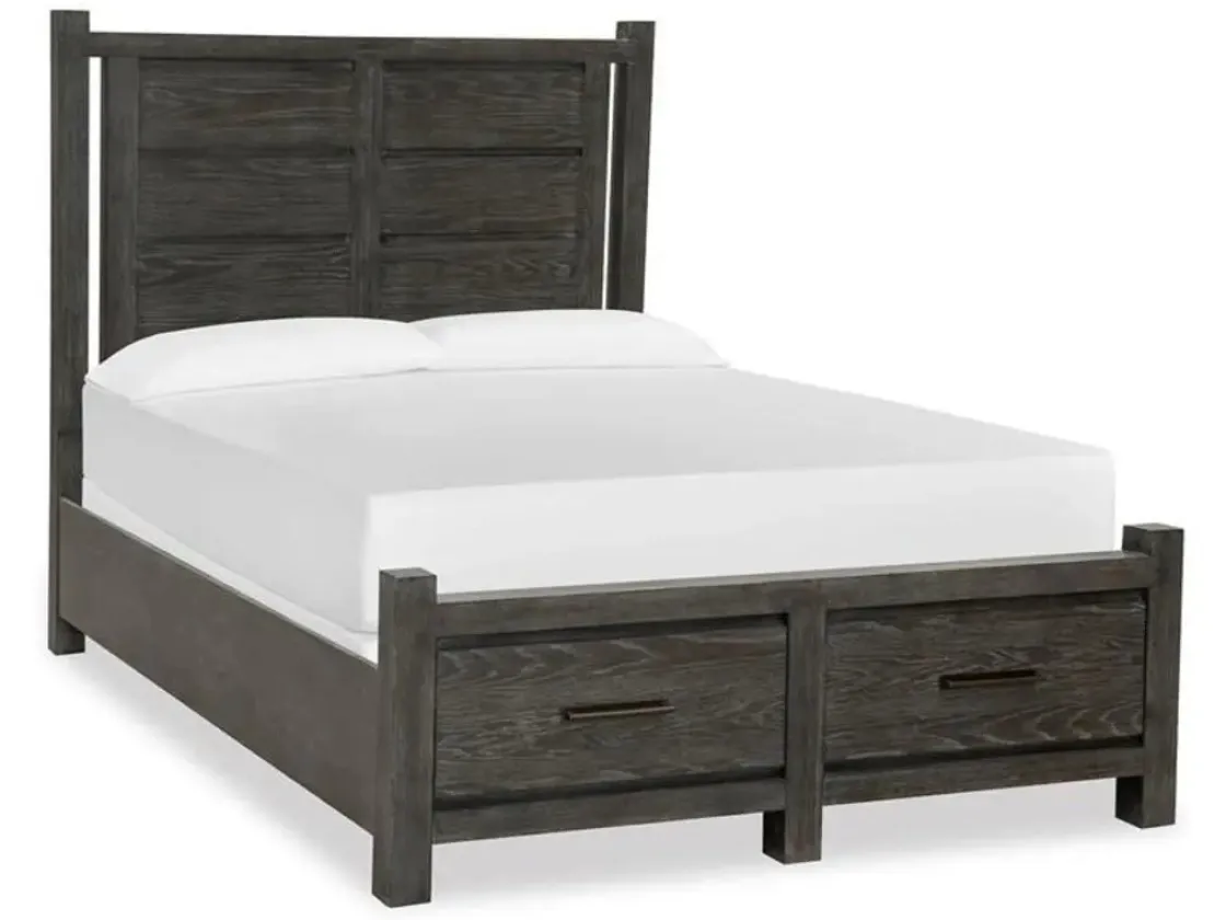 Mor Furniture Aspen Valley Panel Bed W/ Storage In Sierra Brown, Queen