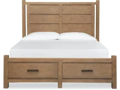 Mor Furniture Aspen Valley Panel Bed W/ Storage, Dresser, Mirror & Nightstand In Sierra Brown, Queen