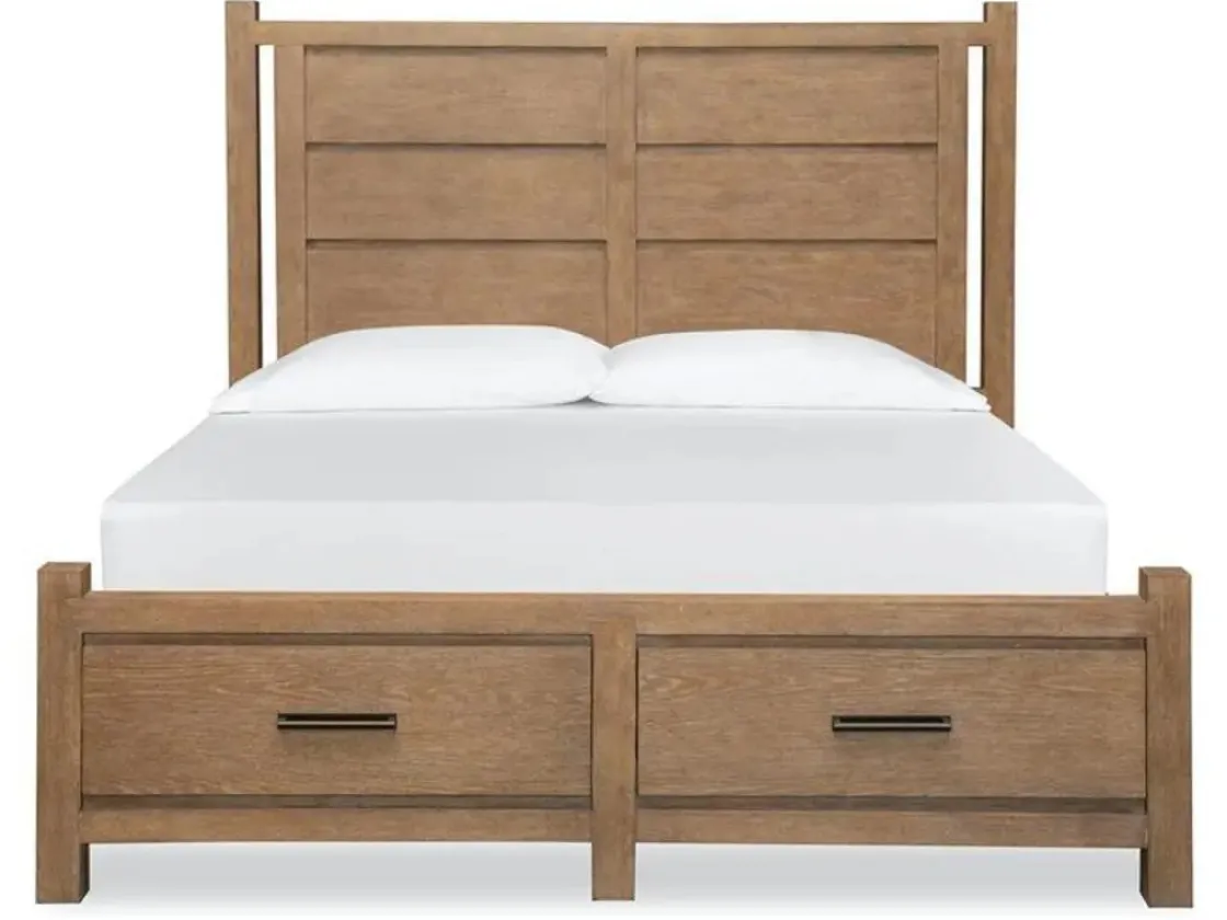 Mor Furniture Aspen Valley Panel Bed W/ Storage, Dresser, Mirror & Nightstand In Sierra Brown, Queen