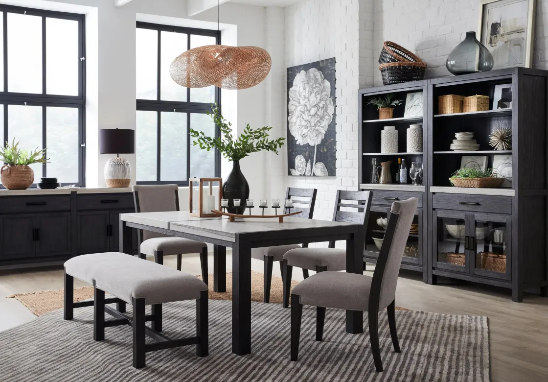 Mor Furniture Aspen Valley Stone Top Dining Table In Sierra Brown