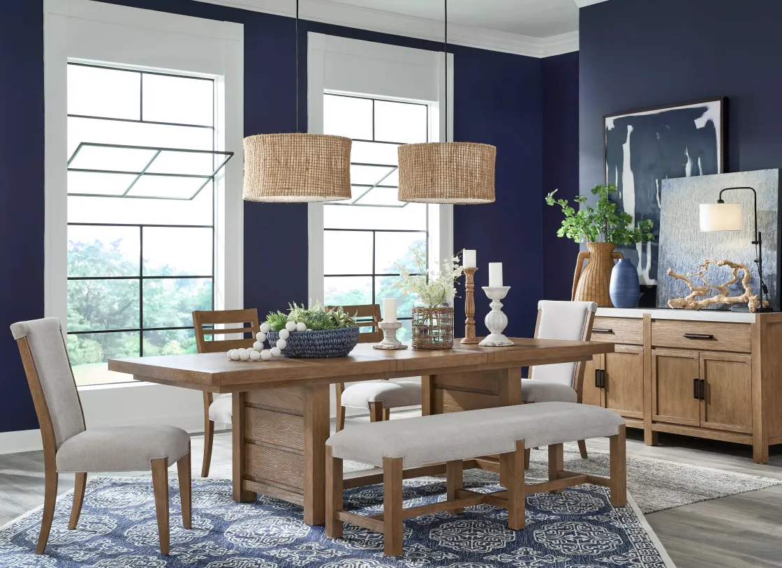 Mor Furniture Aspen Valley Trestle Dining Table In Sierra Brown