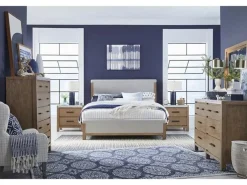 Mor Furniture Aspen Valley Upholstered Panel Bed, Dresser, Mirror & Nightstand In Sierra Brown, Queen