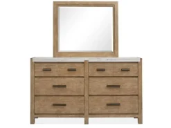 Mor Furniture Aspen Valley Upholstered Panel Bed, Dresser, Mirror & Nightstand In Sierra Brown, Queen
