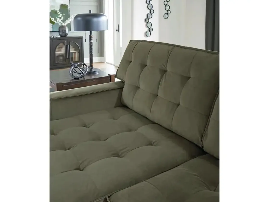 Mor Furniture Austen Sofa Chaise Sectional In Olive, Left Facing
