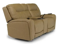 Mor Furniture Banks 3 Power Console Loveseat In Chesapeake Charcoal Leather