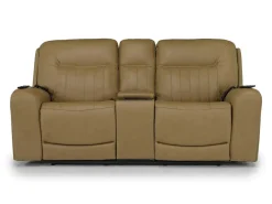 Mor Furniture Banks 3 Power Console Loveseat In Chesapeake Charcoal Leather