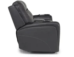 Mor Furniture Banks 3 Power Console Loveseat In Chesapeake Charcoal Leather
