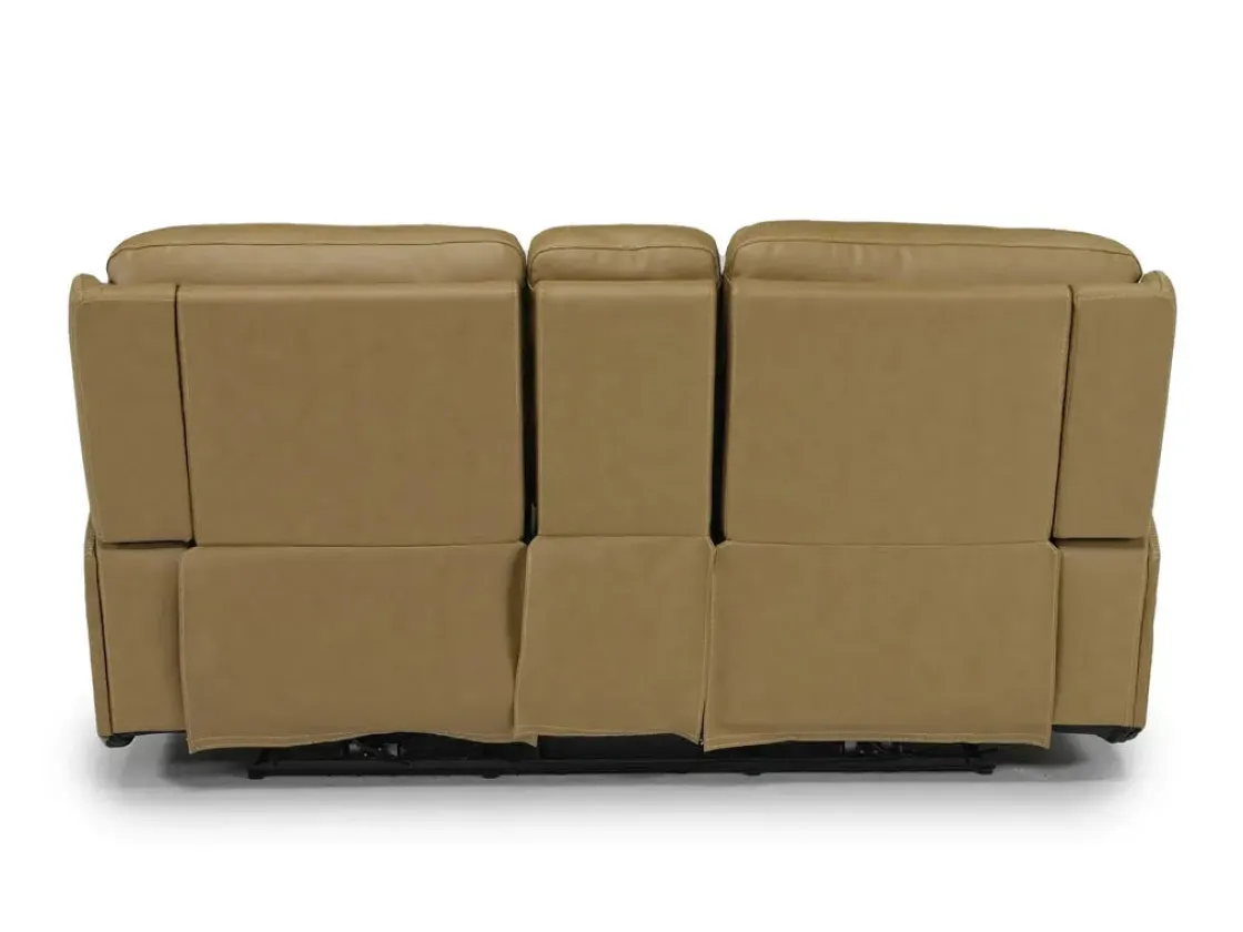 Mor Furniture Banks 3 Power Console Loveseat In Chesapeake Charcoal Leather