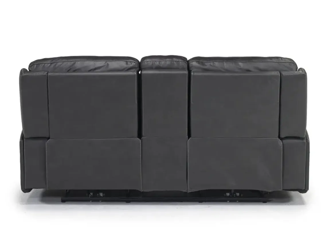 Mor Furniture Banks 3 Power Console Loveseat In Chesapeake Charcoal Leather