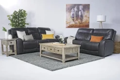 Mor Furniture Banks 3 Power Sofa & Loveseat In Leather