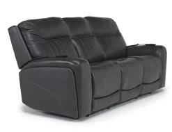 Mor Furniture Banks 3 Power Sofa In Chesapeake Charcoal Leather