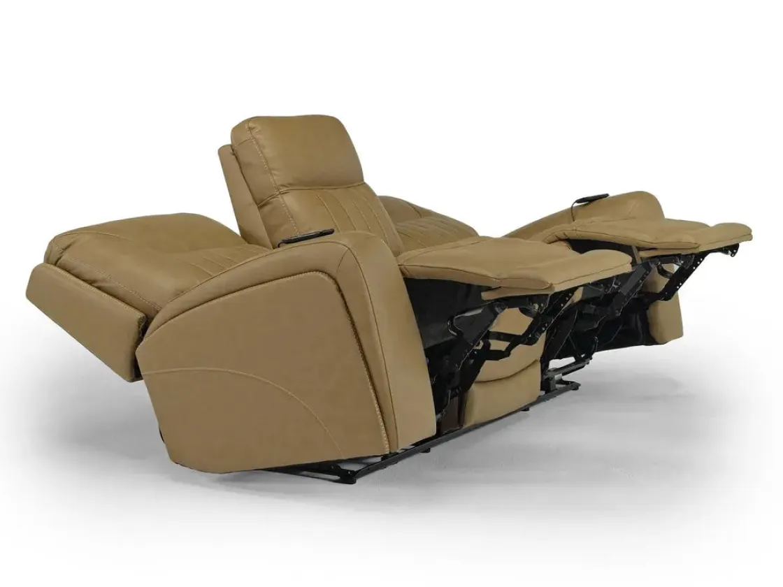 Mor Furniture Banks 3 Power Sofa In Chesapeake Charcoal Leather