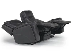 Mor Furniture Banks 3 Power Sofa In Chesapeake Charcoal Leather