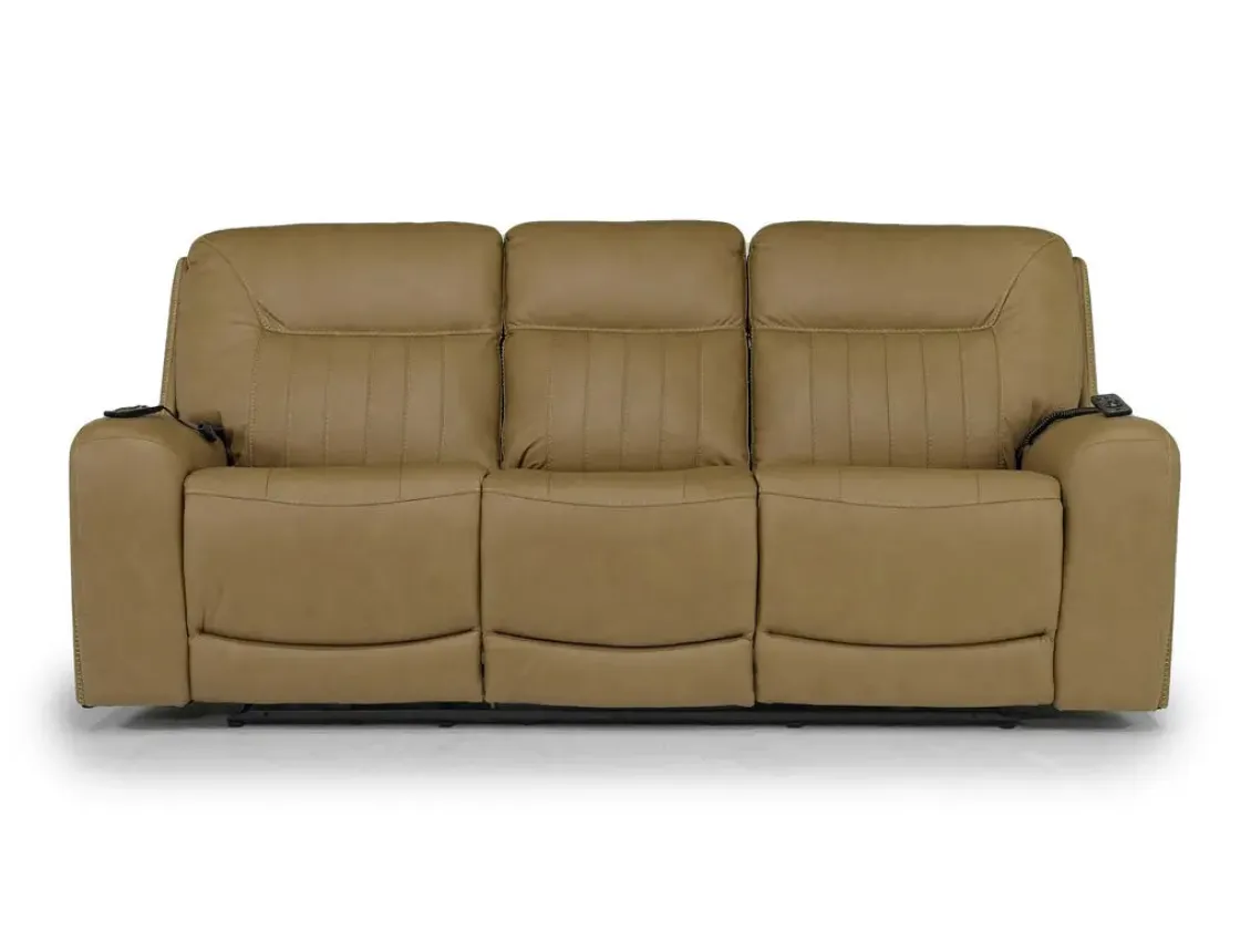 Mor Furniture Banks 3 Power Sofa In Chesapeake Charcoal Leather