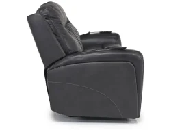 Mor Furniture Banks 3 Power Sofa In Chesapeake Charcoal Leather