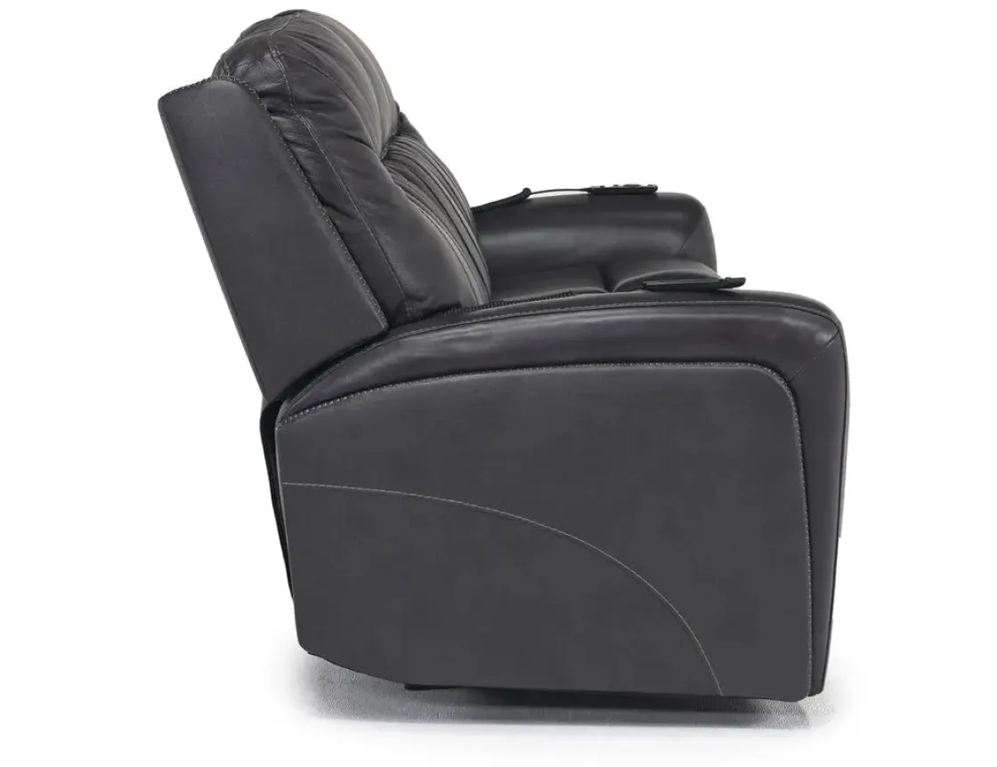 Mor Furniture Banks 3 Power Sofa In Chesapeake Charcoal Leather