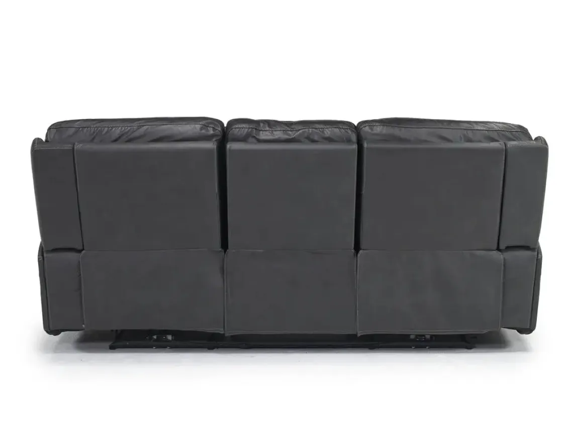 Mor Furniture Banks 3 Power Sofa In Chesapeake Charcoal Leather