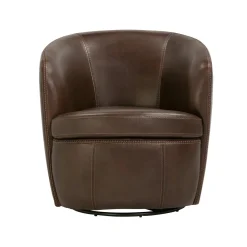Mor Furniture Barolo Leather Swivel Club Chair In Caramel