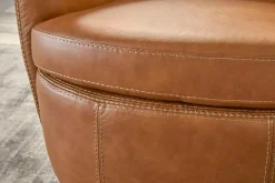 Mor Furniture Barolo Leather Swivel Club Chair In Caramel