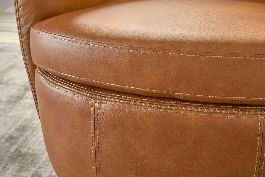 Mor Furniture Barolo Leather Swivel Club Chair In Caramel