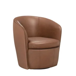 Mor Furniture Barolo Leather Swivel Club Chair In Caramel