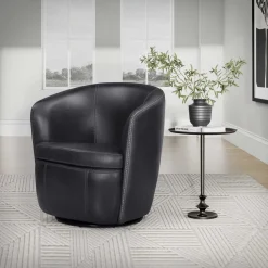 Mor Furniture Barolo Leather Swivel Club Chair In Caramel