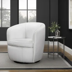 Mor Furniture Barolo Leather Swivel Club Chair In Caramel