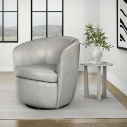 Mor Furniture Barolo Leather Swivel Club Chair In Caramel