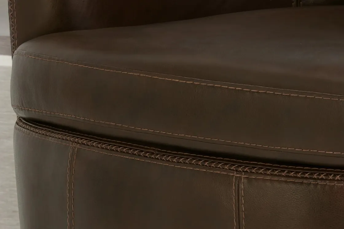 Mor Furniture Barolo Leather Swivel Club Chair In Caramel