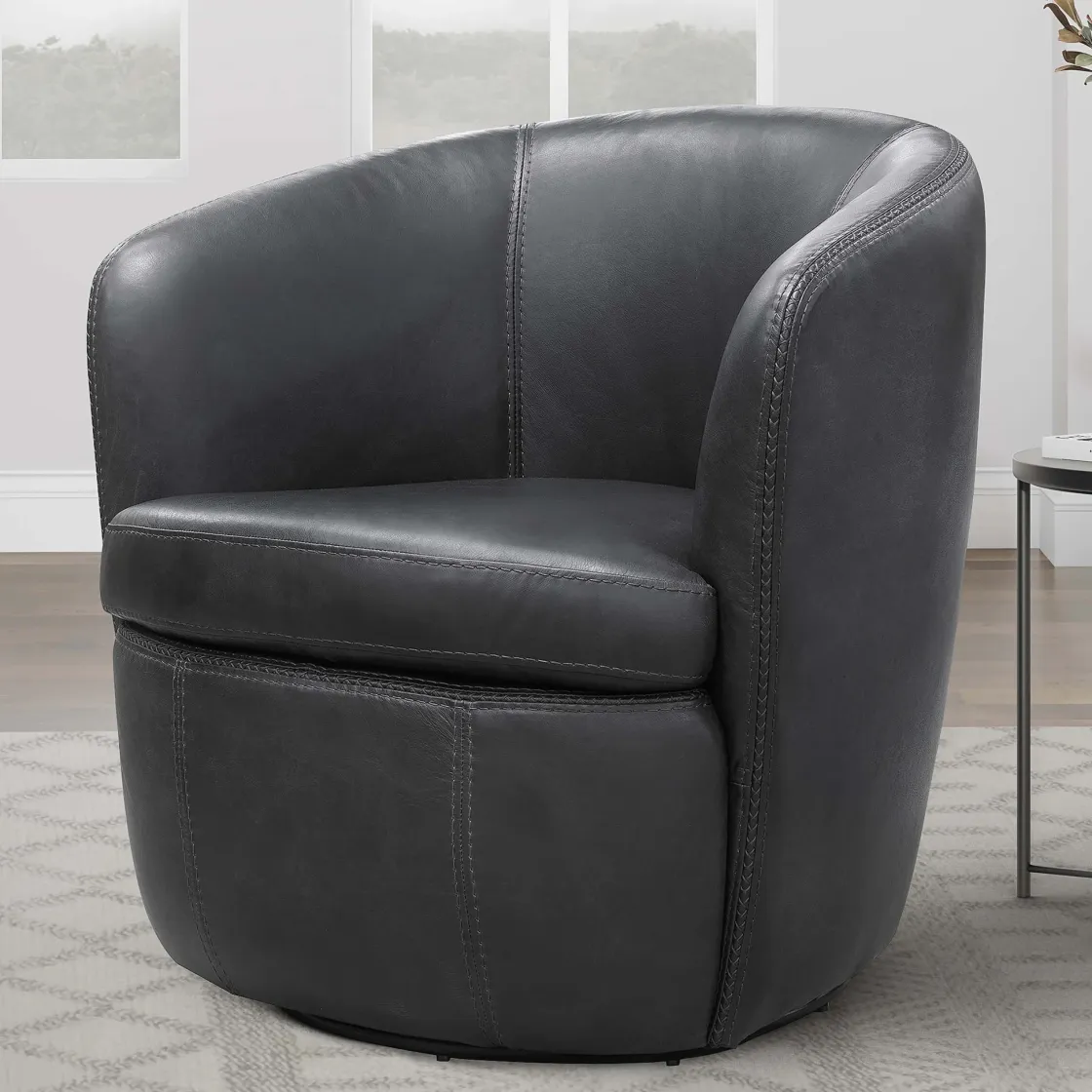 Mor Furniture Barolo Leather Swivel Club Chair In Caramel