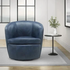 Mor Furniture Barolo Leather Swivel Club Chair In Caramel