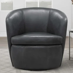 Mor Furniture Barolo Leather Swivel Club Chair In Caramel
