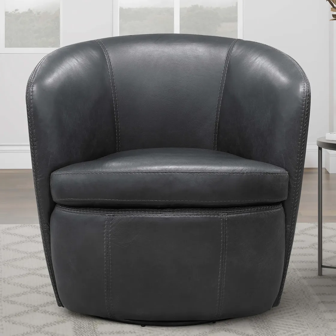 Mor Furniture Barolo Leather Swivel Club Chair In Caramel