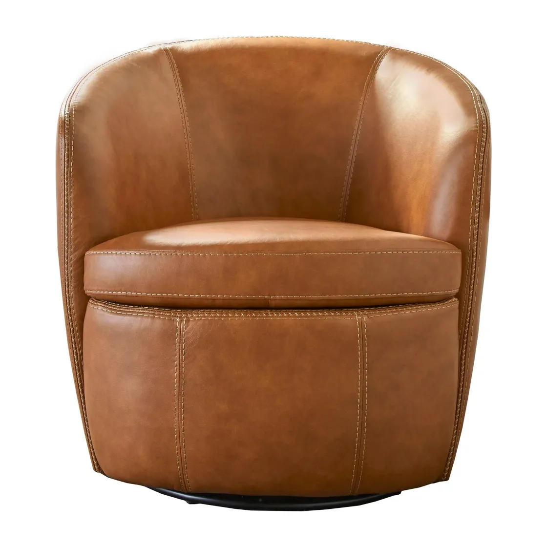 Mor Furniture Barolo Leather Swivel Club Chair In Caramel