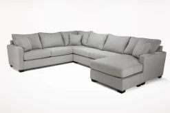 Mor Furniture Barrett Tux Sofa Chaise Sectional In Fisk Smoke, Right Facing