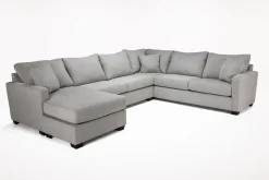 Mor Furniture Barrett Tux Sofa Chaise Sectional In Fisk Smoke, Right Facing