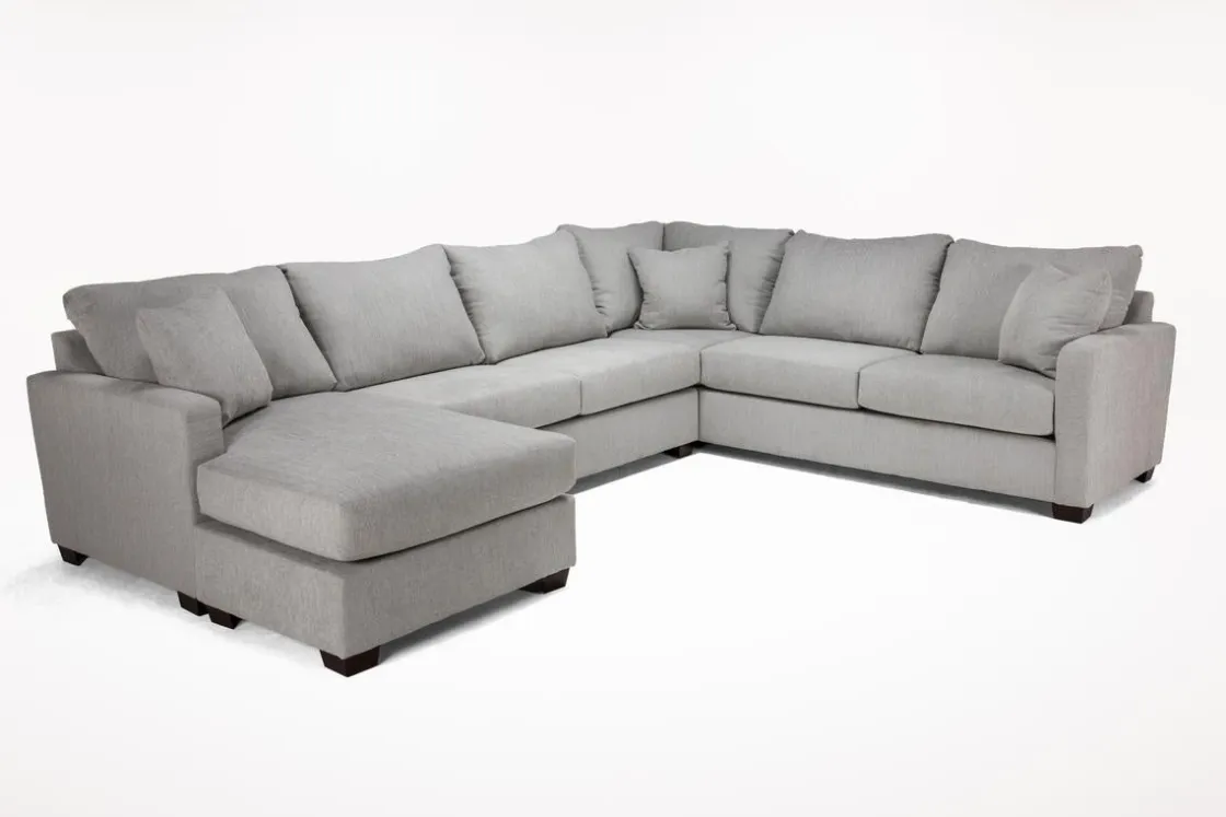 Mor Furniture Barrett Tux Sofa Chaise Sectional In Fisk Smoke, Right Facing