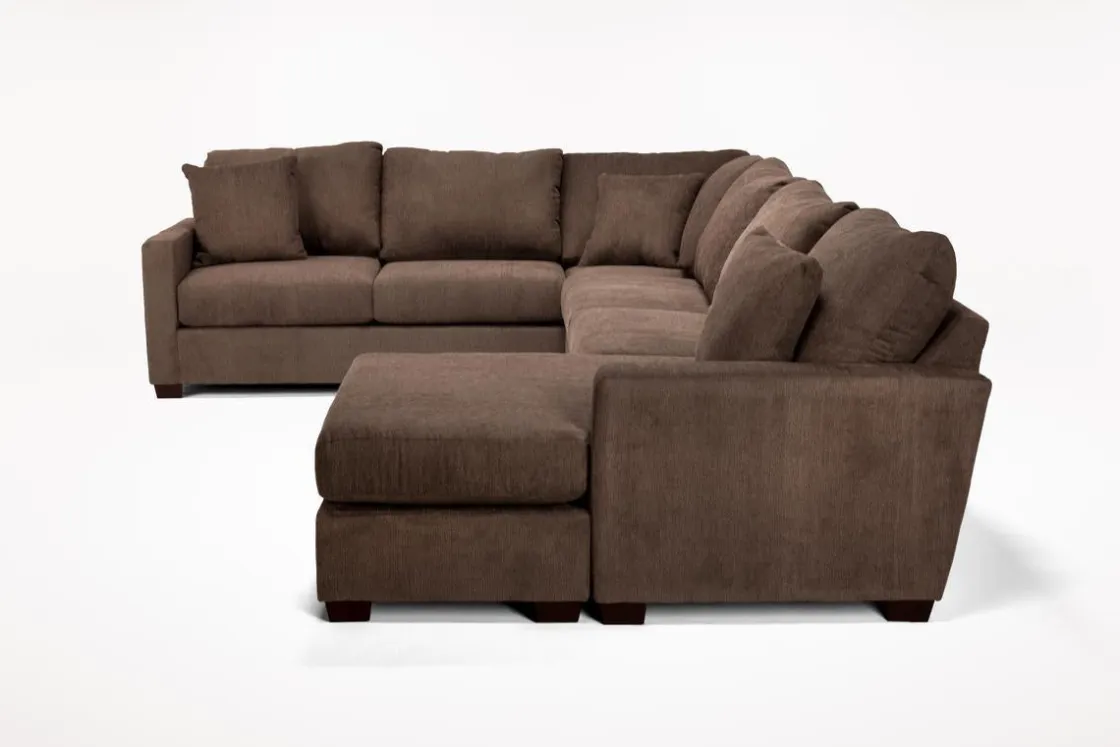 Mor Furniture Barrett Tux Sofa Chaise Sectional In Fisk Smoke, Right Facing