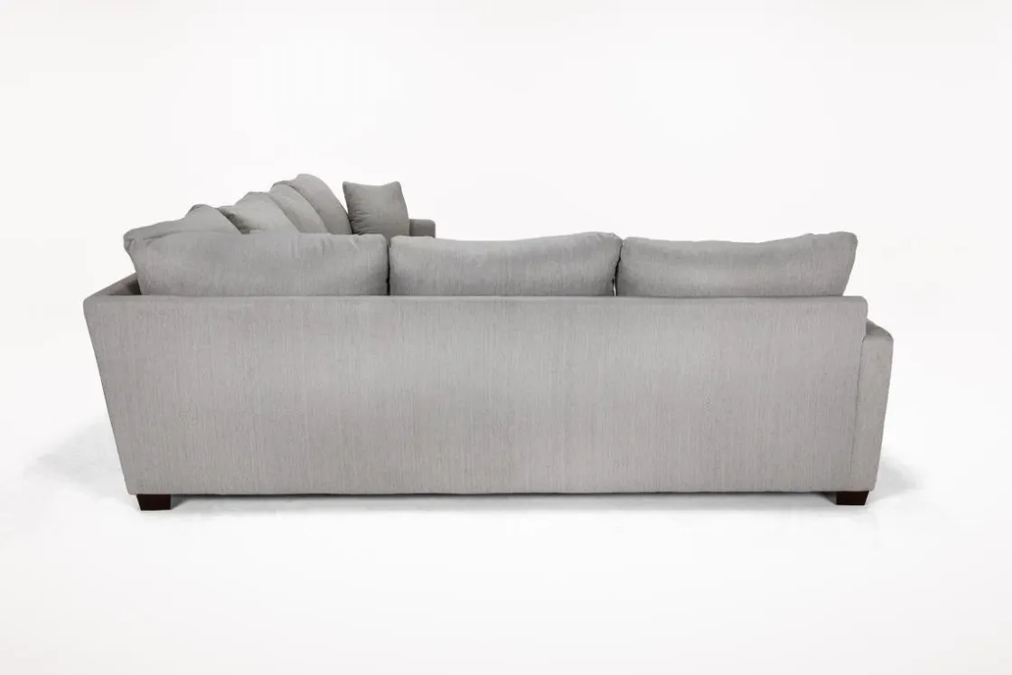 Mor Furniture Barrett Tux Sofa Chaise Sectional In Fisk Smoke, Right Facing