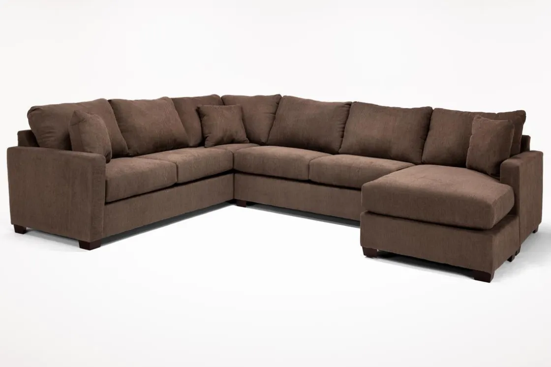 Mor Furniture Barrett Tux Sofa Chaise Sectional In Fisk Smoke, Right Facing