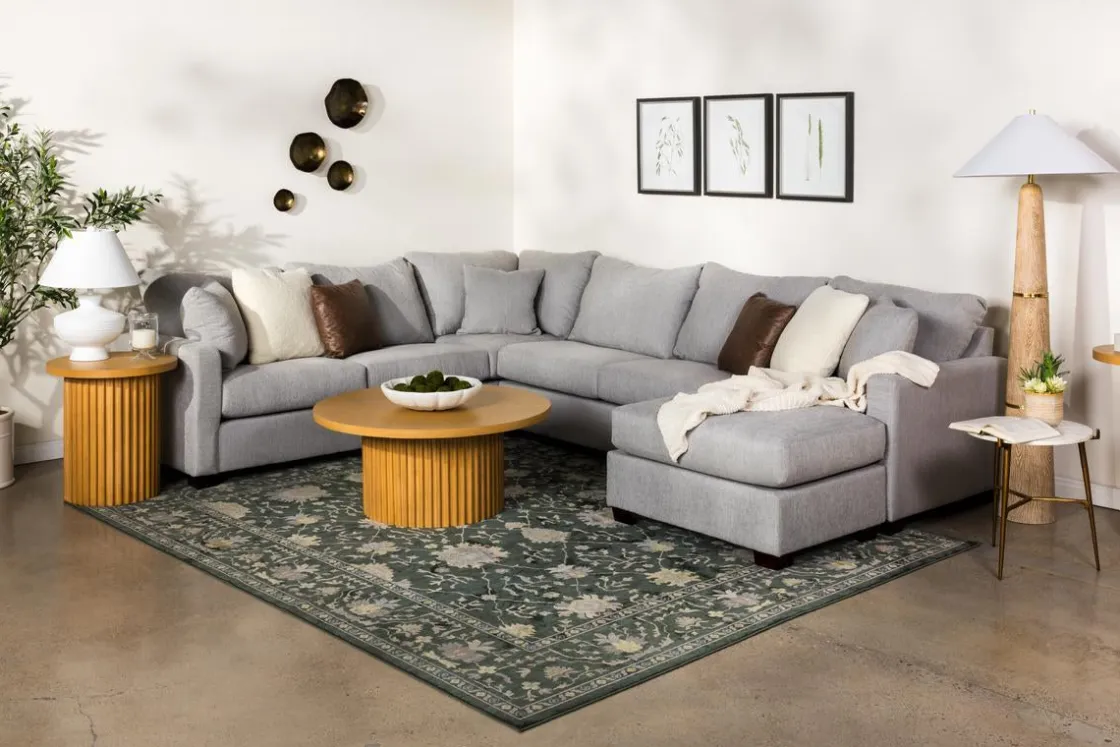 Mor Furniture Barrett Tux Sofa Chaise Sectional In Fisk Smoke, Right Facing