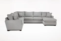 Mor Furniture Barrett Tux Sofa Chaise Sectional In Fisk Smoke, Right Facing