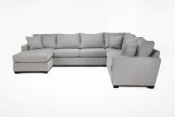 Mor Furniture Barrett Tux Sofa Chaise Sectional In Fisk Smoke, Right Facing