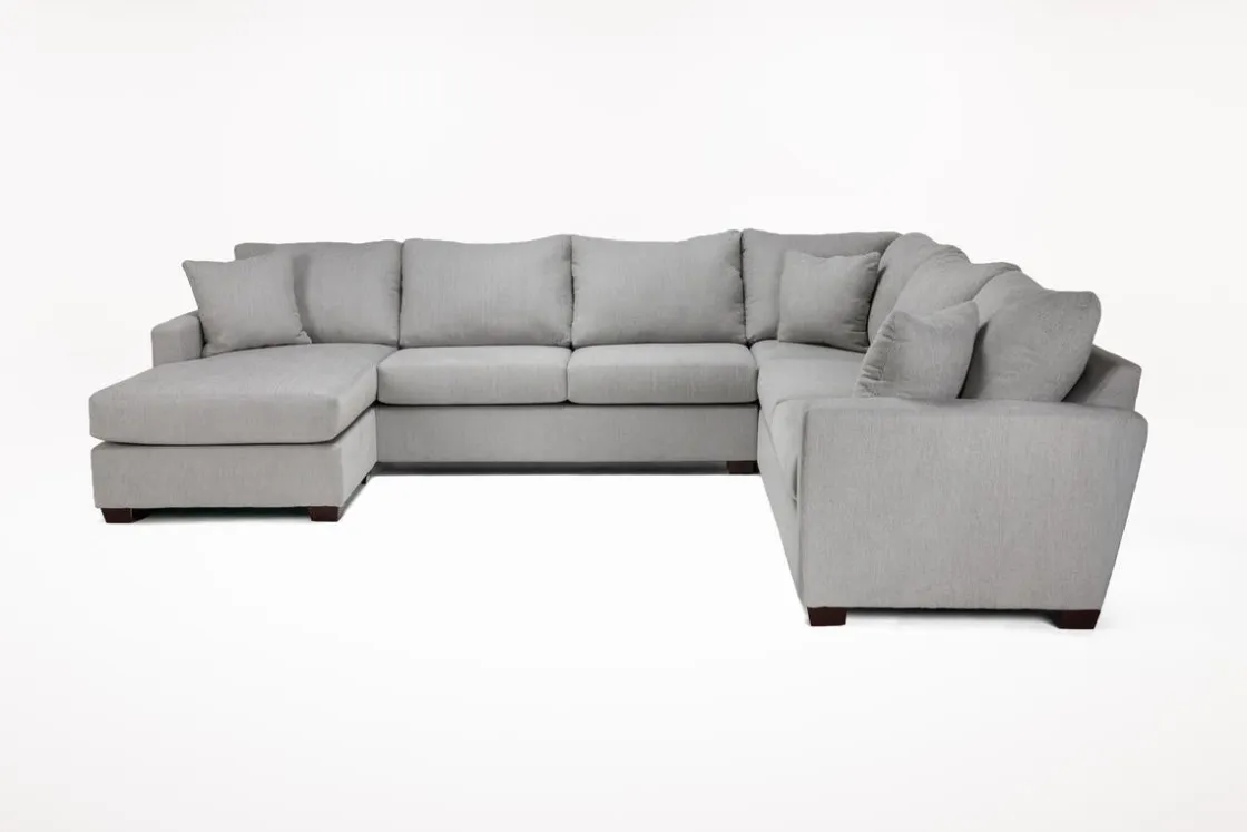 Mor Furniture Barrett Tux Sofa Chaise Sectional In Fisk Smoke, Right Facing