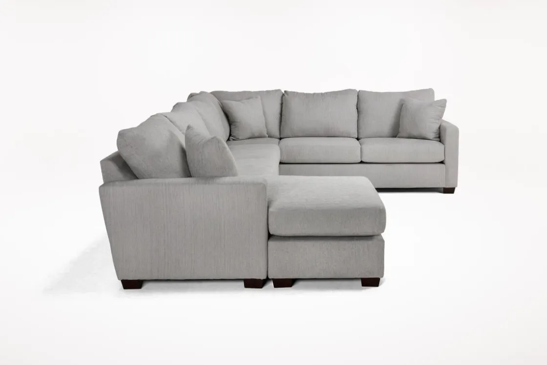 Mor Furniture Barrett Tux Sofa Chaise Sectional In Fisk Smoke, Right Facing