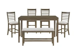 Mor Furniture Barry Counter Height Dining Table, 4 Stools & Bench In Light Brown