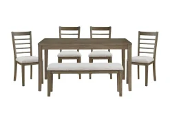 Mor Furniture Barry Dining Table, 4 Chairs & Bench In Light Brown